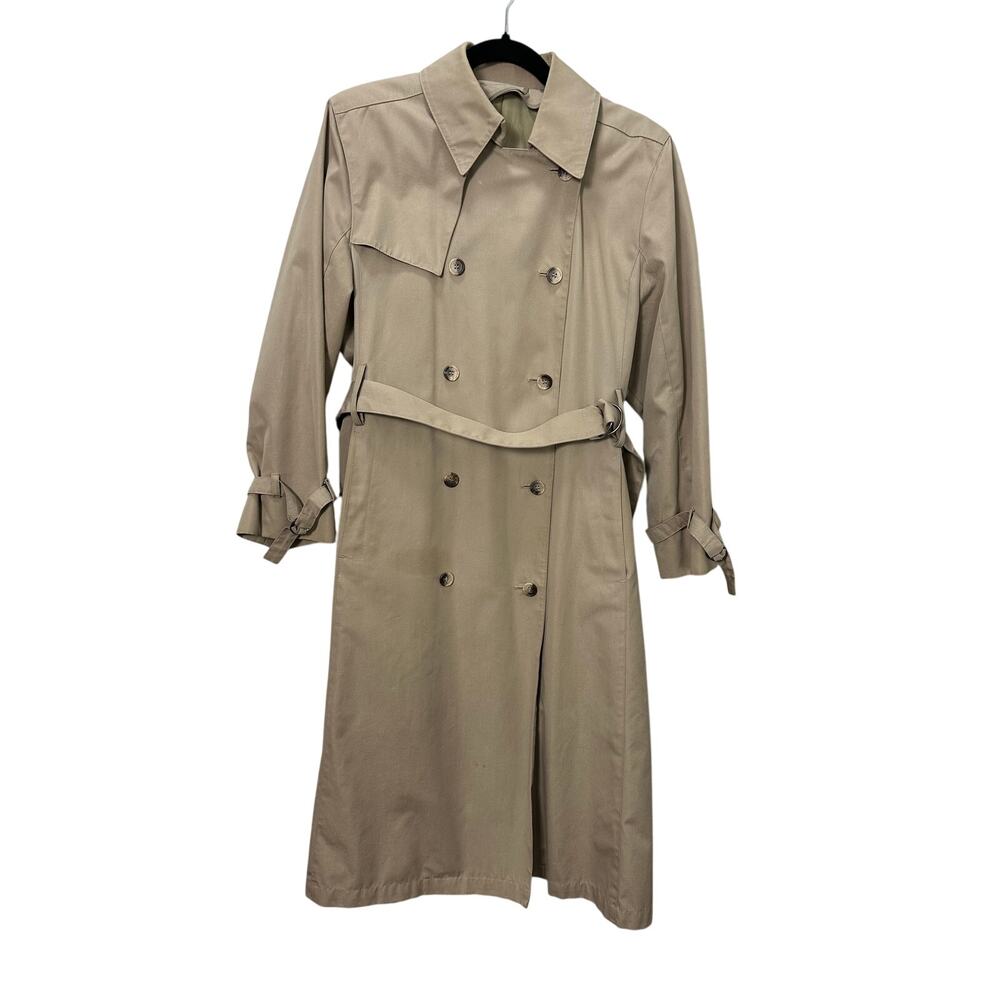 London Fog Vintage Women’s Classic Double Breasted Khaki Trench Coat size 10P